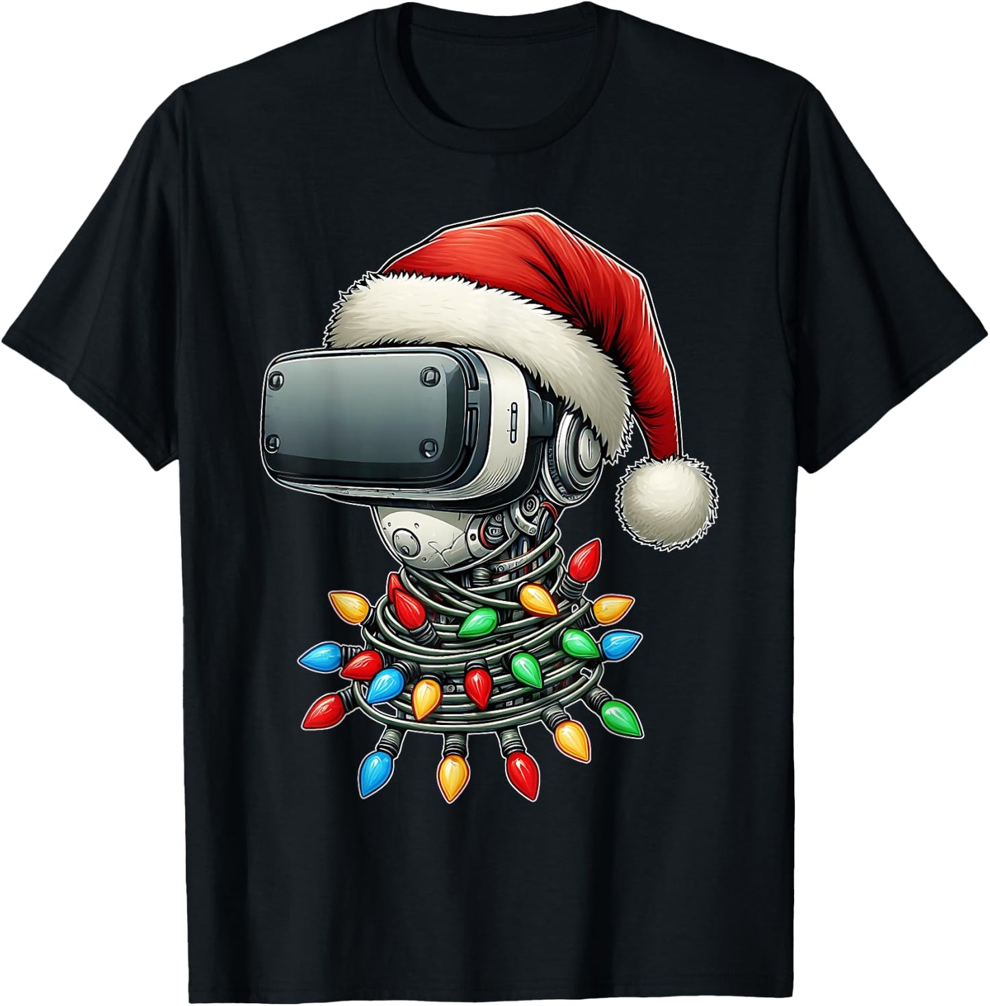 Virtual Reality VR Player Video Gaming Christmas Hat Xmas T-Shirt - T-Shirt | Black