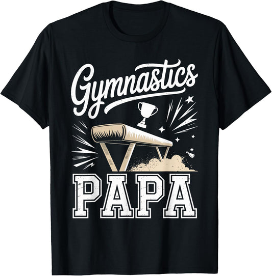 Proud Gymnastics Papa T-Shirt - T-Shirt | Black