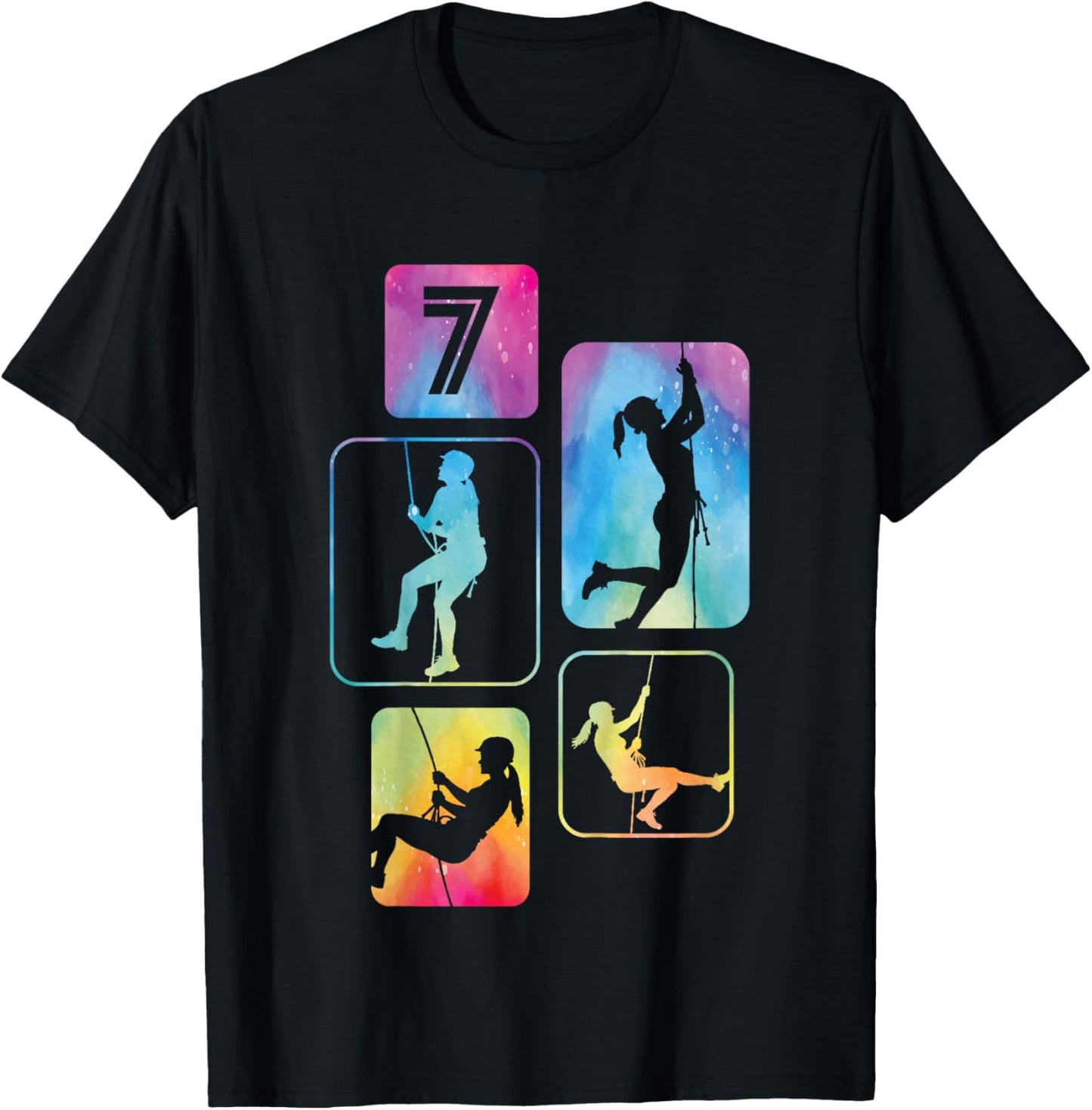 7th Birthday Climbing Rock Climber Bouldering 7 Years Old T-Shirt - T-Shirt | Black