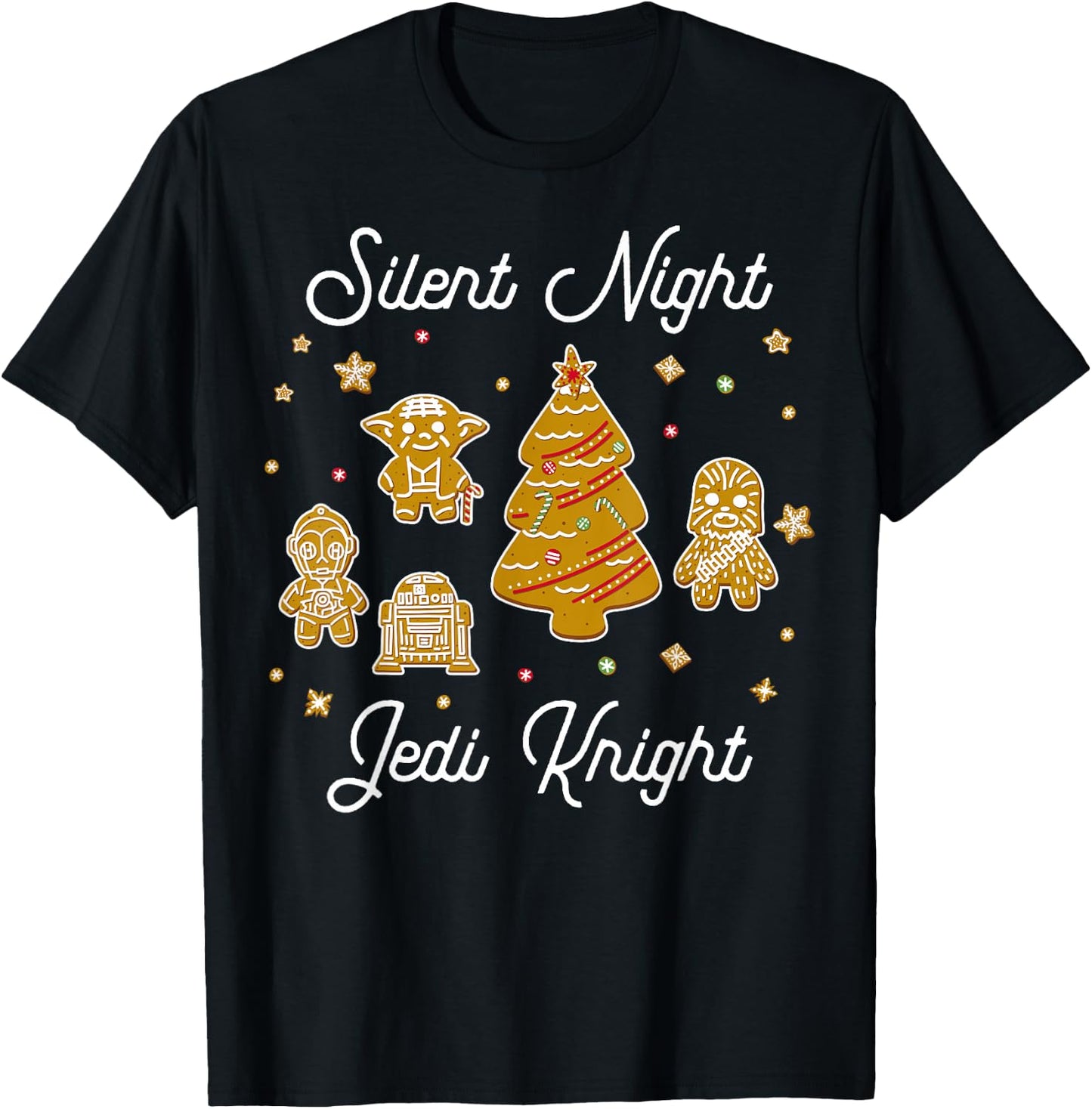 Star Wars Christmas Silent Night Jedi Knight Gingerbread T-Shirt - T-Shirt | Black