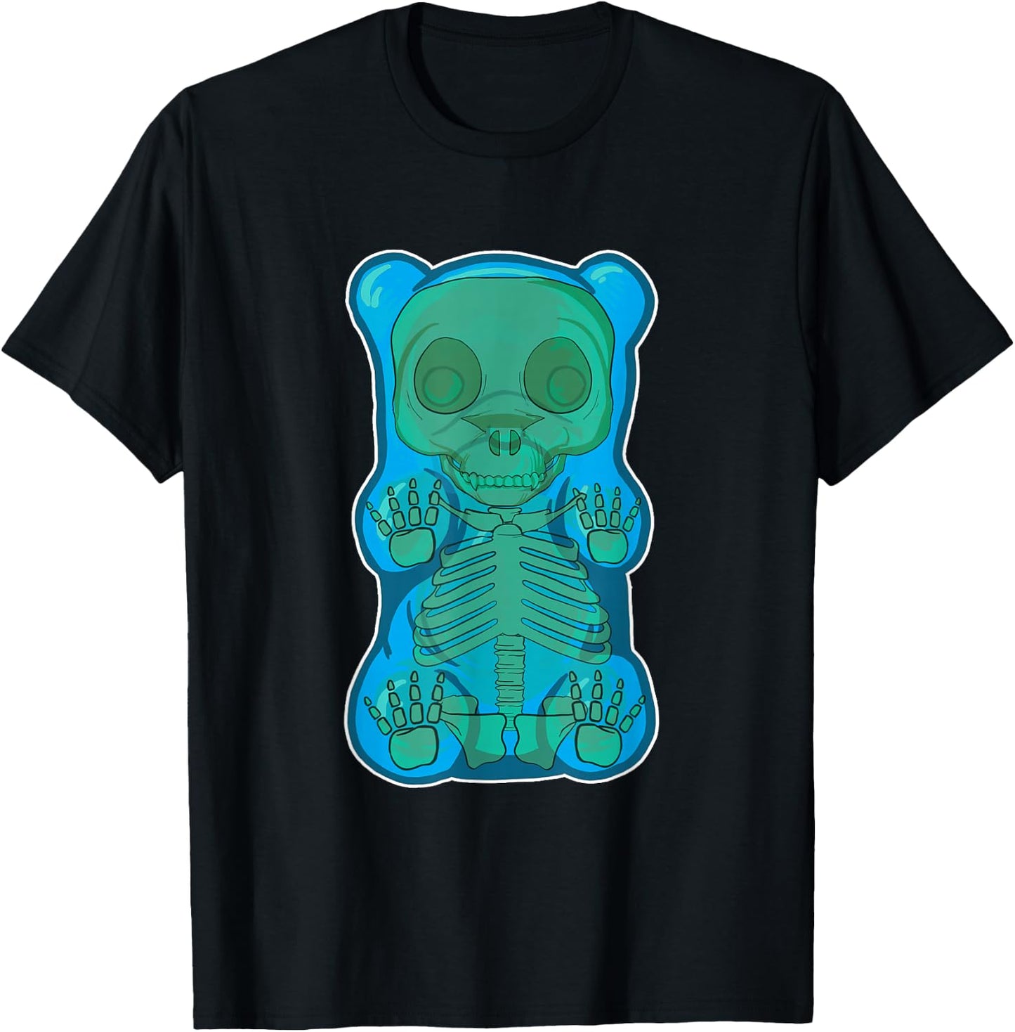 Classic Blue GUMMY BEAR Skeleton Anatomy halloween T-Shirt - T-Shirt | Black