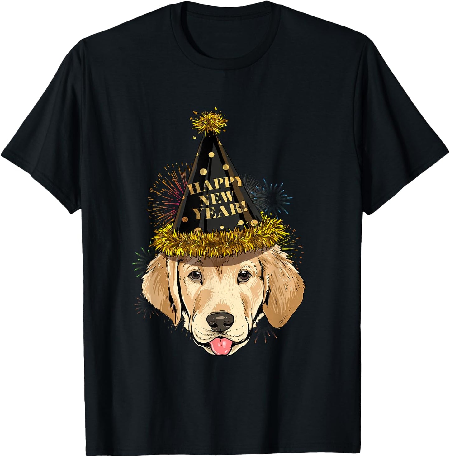 Labrador Retriever Happy New Year 2021 Dog T-Shirt - T-Shirt | Black