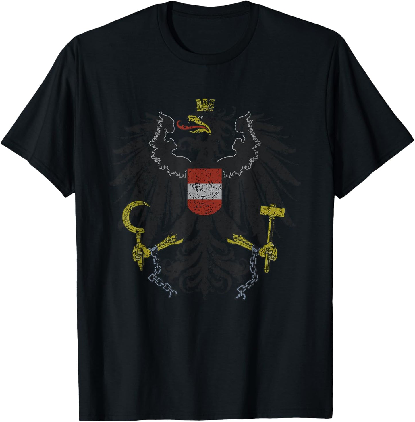 Austrian Flag Austria Coat of Arms Vienna Eagle T Shirt T-Shirt - T-Shirt | Black