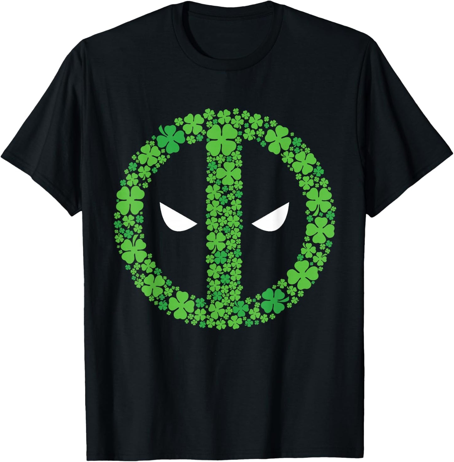 NEW Marvel Deadpool St Patrick's Day Green Clover Mask Logo T-Shirt - T-Shirt | Black