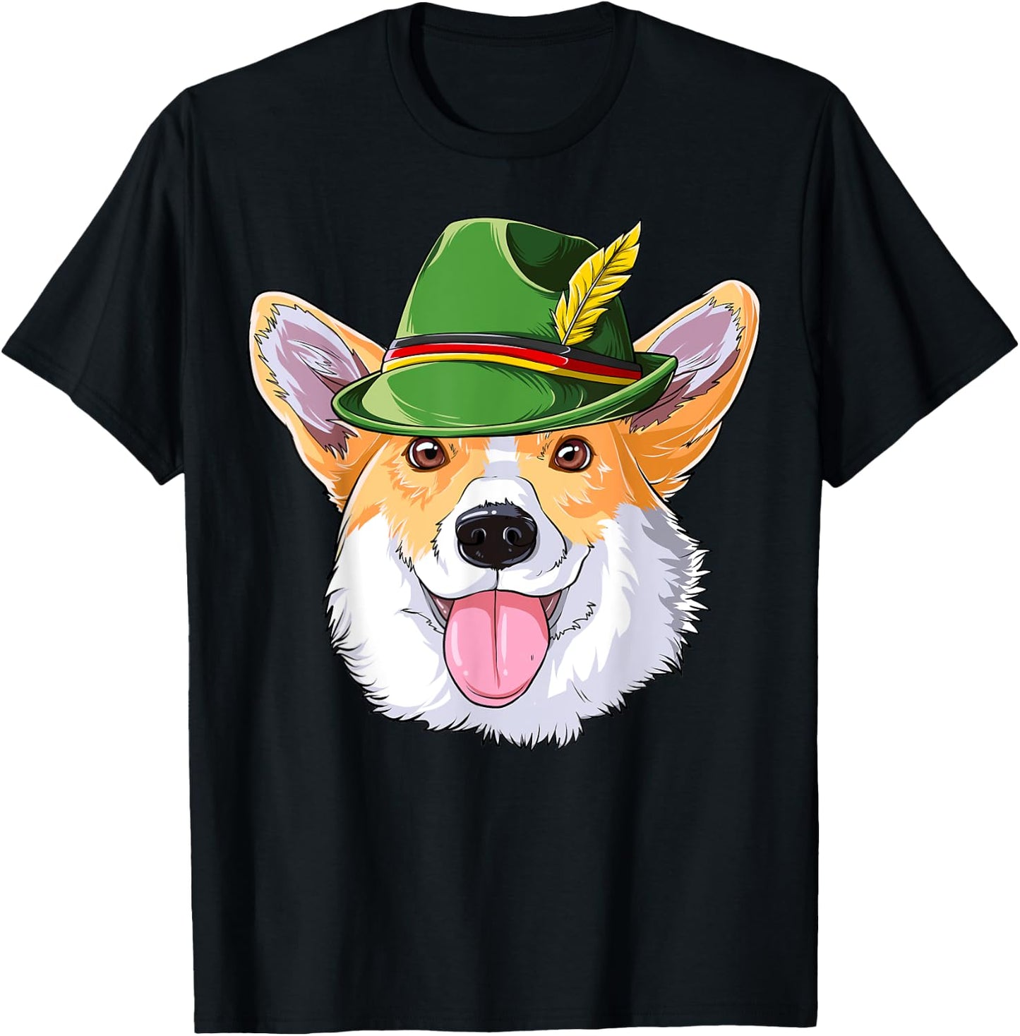 Corgi Oktoberfest Gifts Kids Boys Men Leather Trousers Alpine Hat T-Shirt - T-Shirt | Black