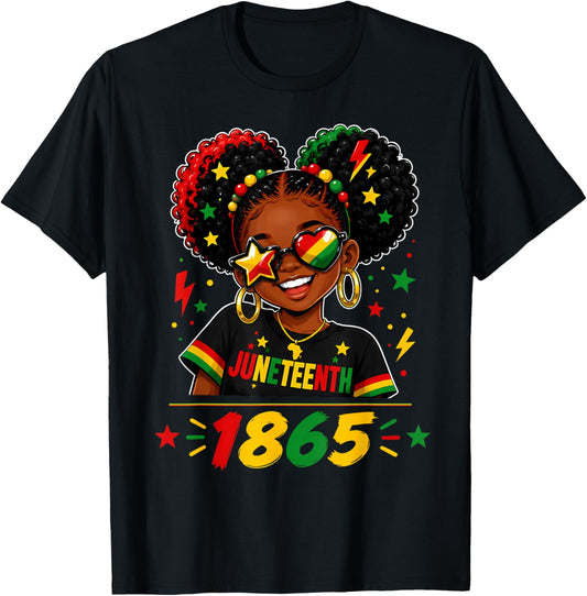 Juneteenth Shirts Girls June 19th 1865 African American Girl T-Shirt - T-Shirt | Black