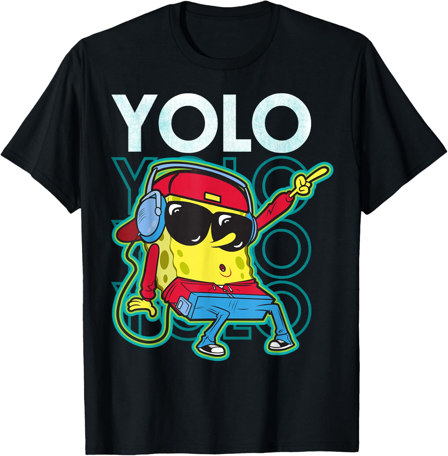 Spongebob SquarePants Yolo Cool Guy T-Shirt - T-Shirt | Black