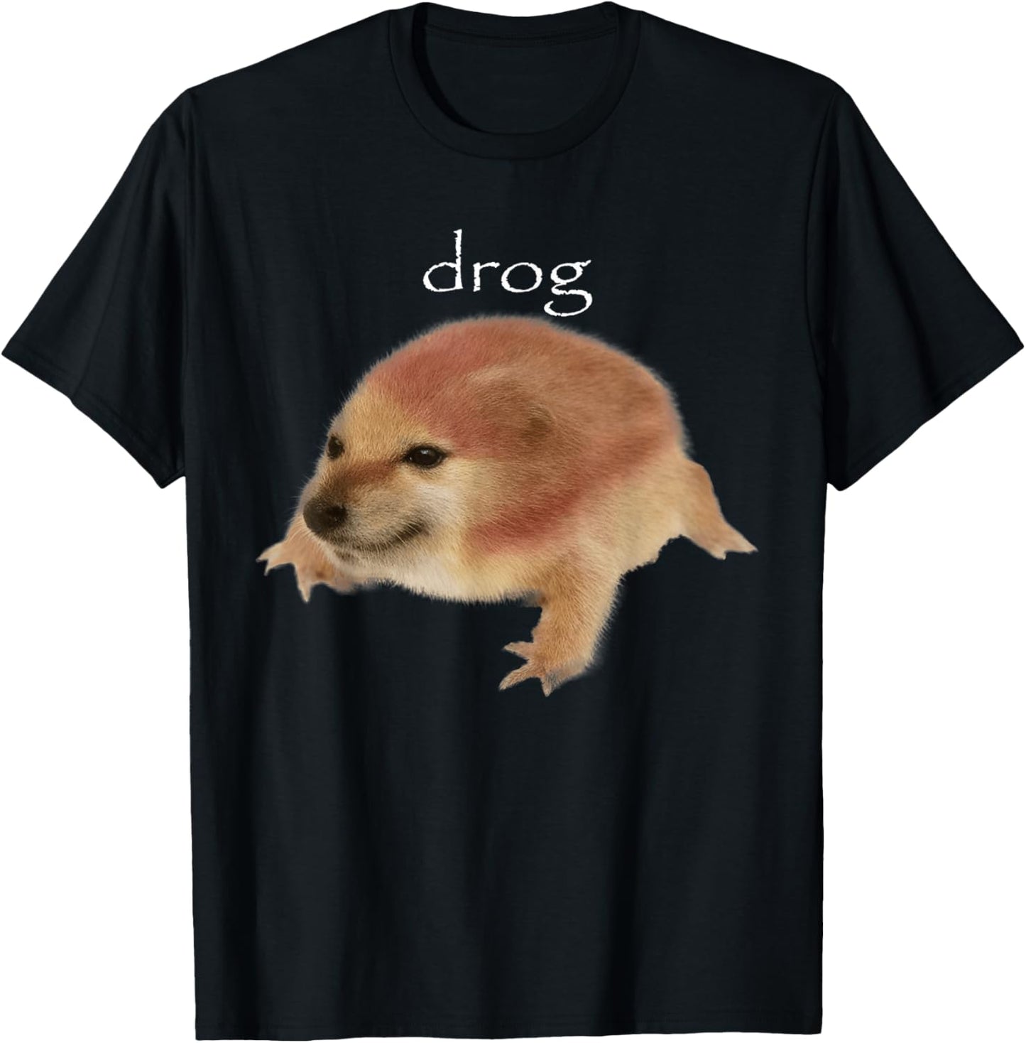 Cheems Drog Meme Funny brainrot Cursed Dog Frog Doge Meme T-Shirt - T-Shirt | Black