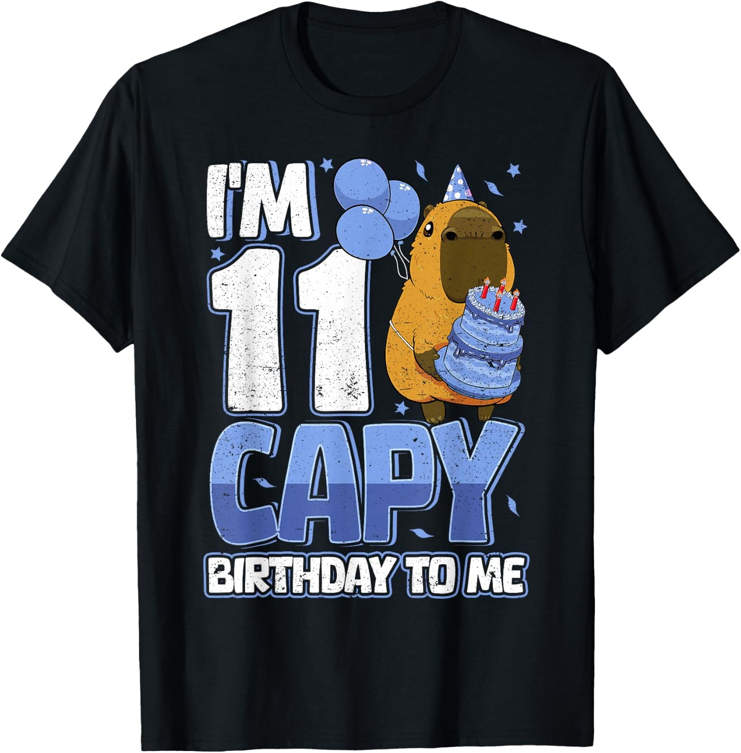 11 Years Capy Birthday to me Boys 11th Birthday Capybara T-Shirt - T-Shirt | Black