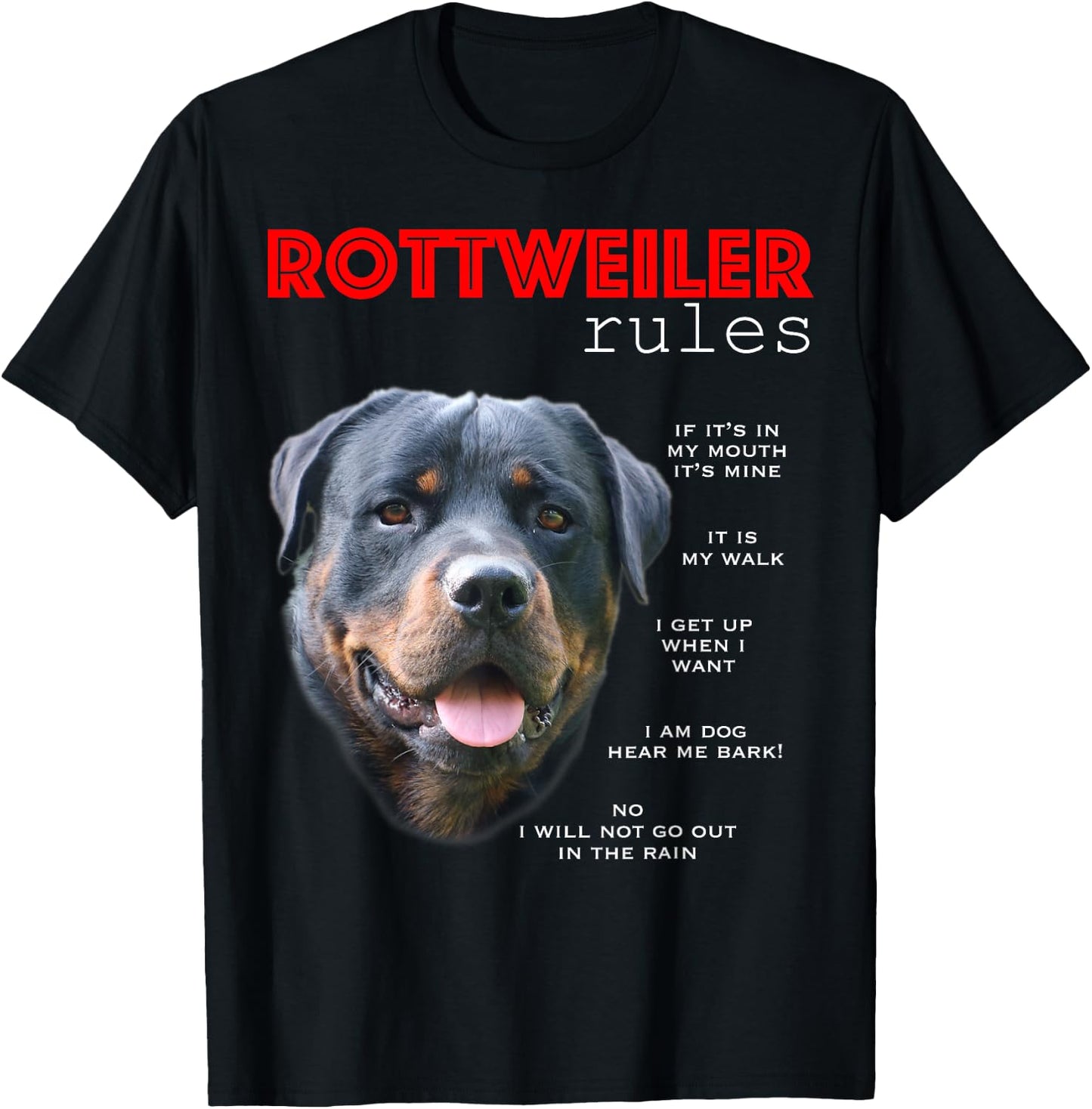 Funny Rules for the Owner of a Rottweiler T-Shirt - T-Shirt | Black