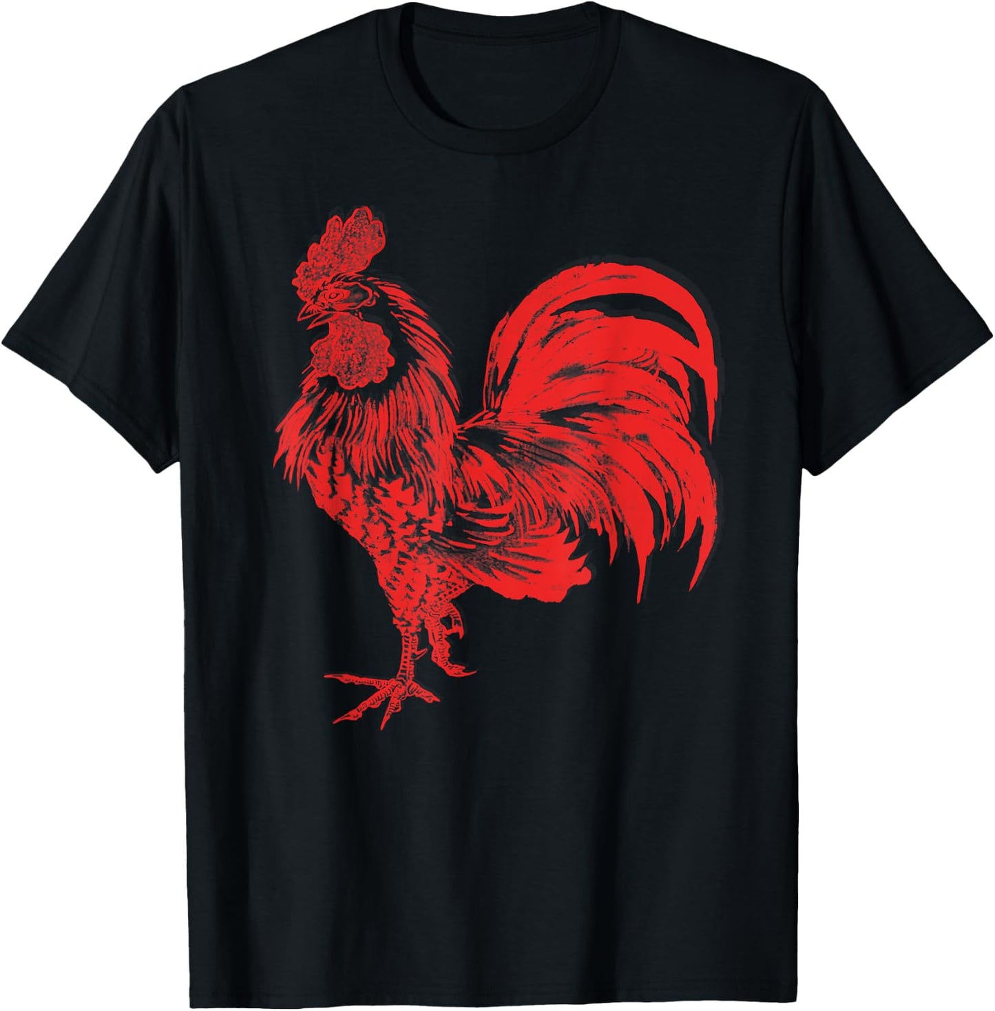 Men's Red Rooster Shirt Cocky Vintage Rooster T-Shirt - T-Shirt | Black