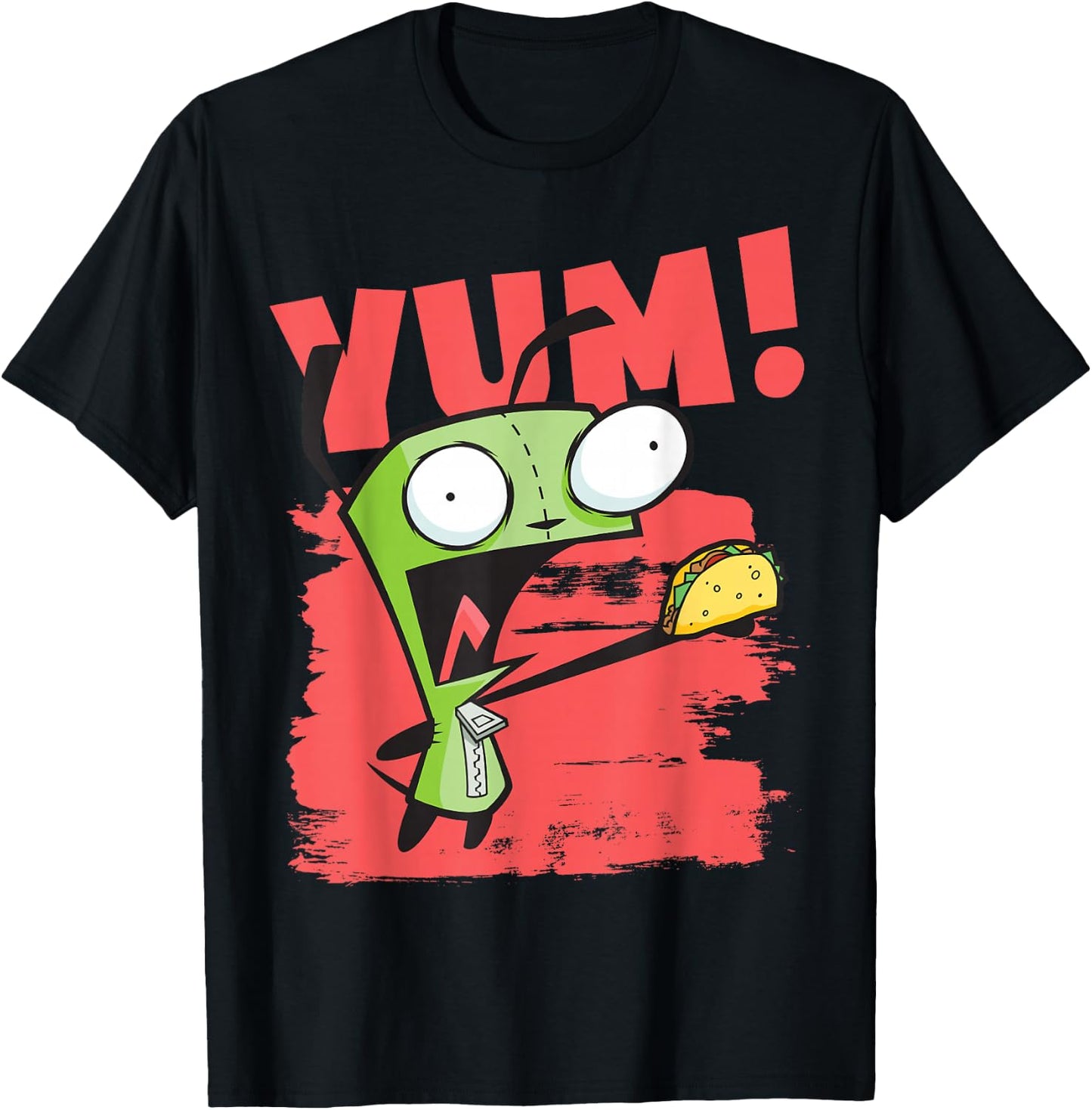 Invader Zim Gir Screaming Yum! Taco Portrait Small T-Shirt - T-Shirt | Black