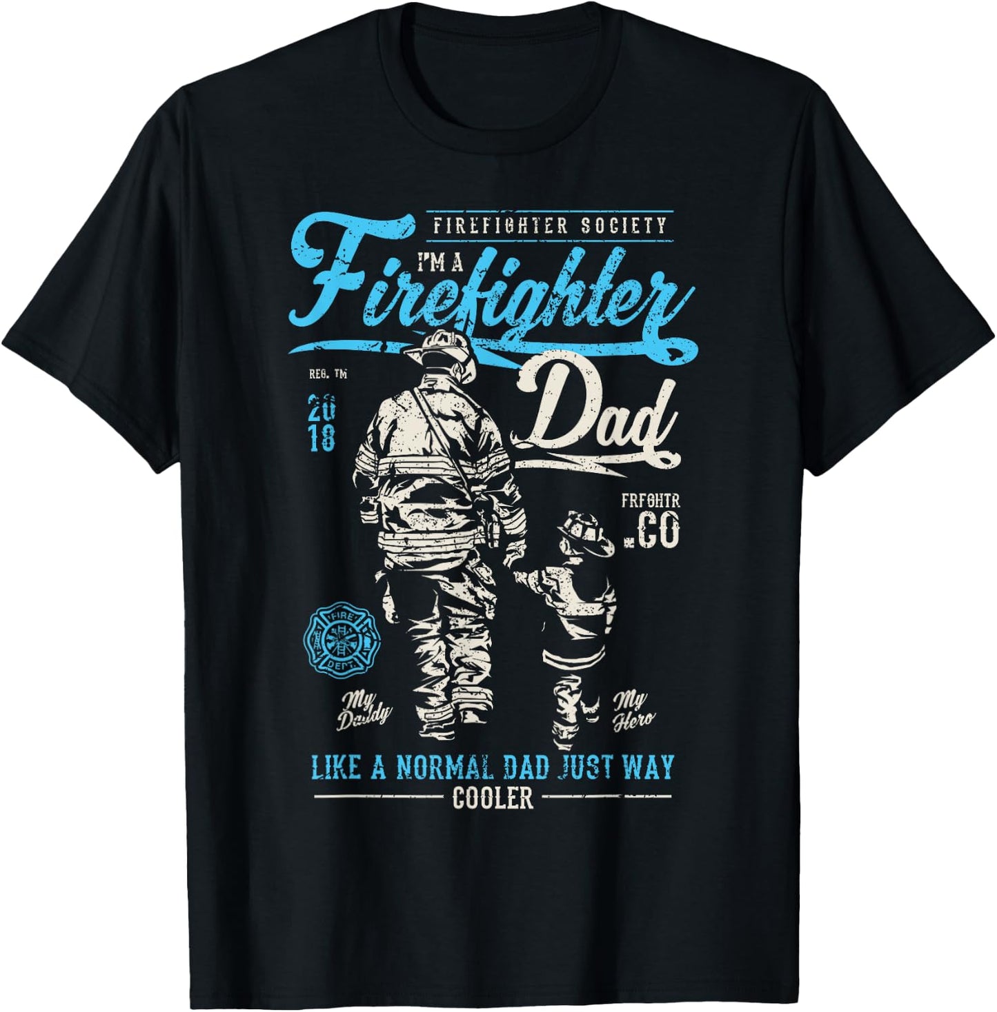 Firefighter Father's Day Retro Dad Xmas Gifts T-Shirt - T-Shirt | Black