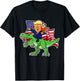 Trump Riding a Dinosaur TRex Funny Merica Patriotic July 4th T-Shirt - T-Shirt | Black