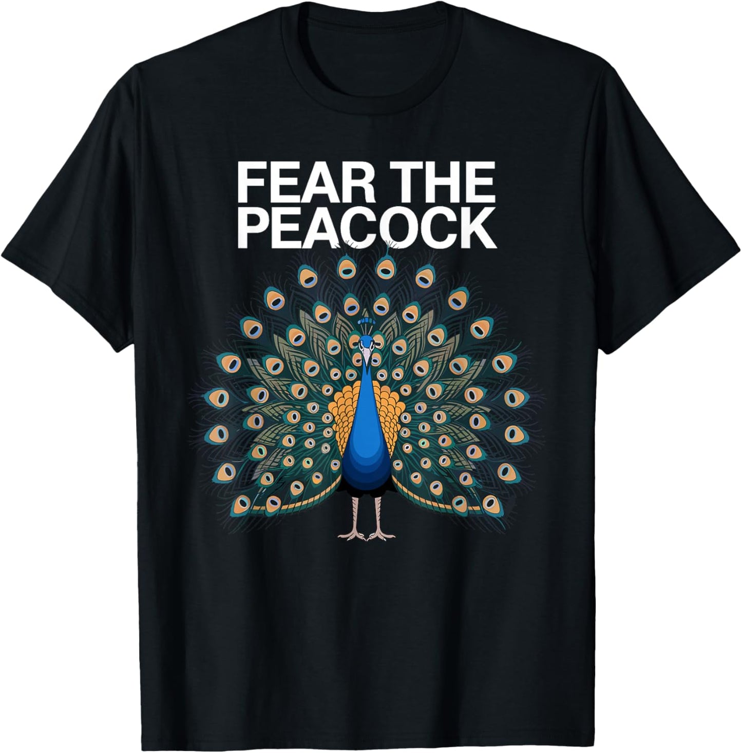 Funny Peacock Art Women Adult Feather Peacock Lover T-Shirt - T-Shirt | Black