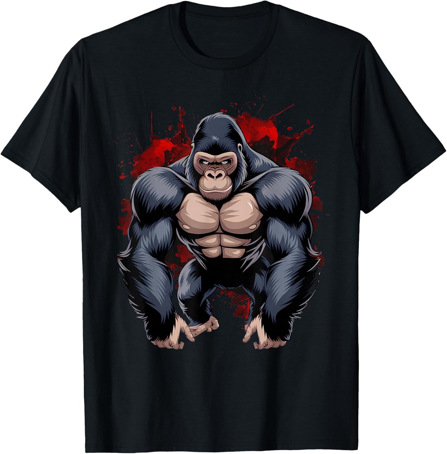 Gorilla Face Angry Growling Scary Silverback Gorilla T-Shirt - T-Shirt | Black