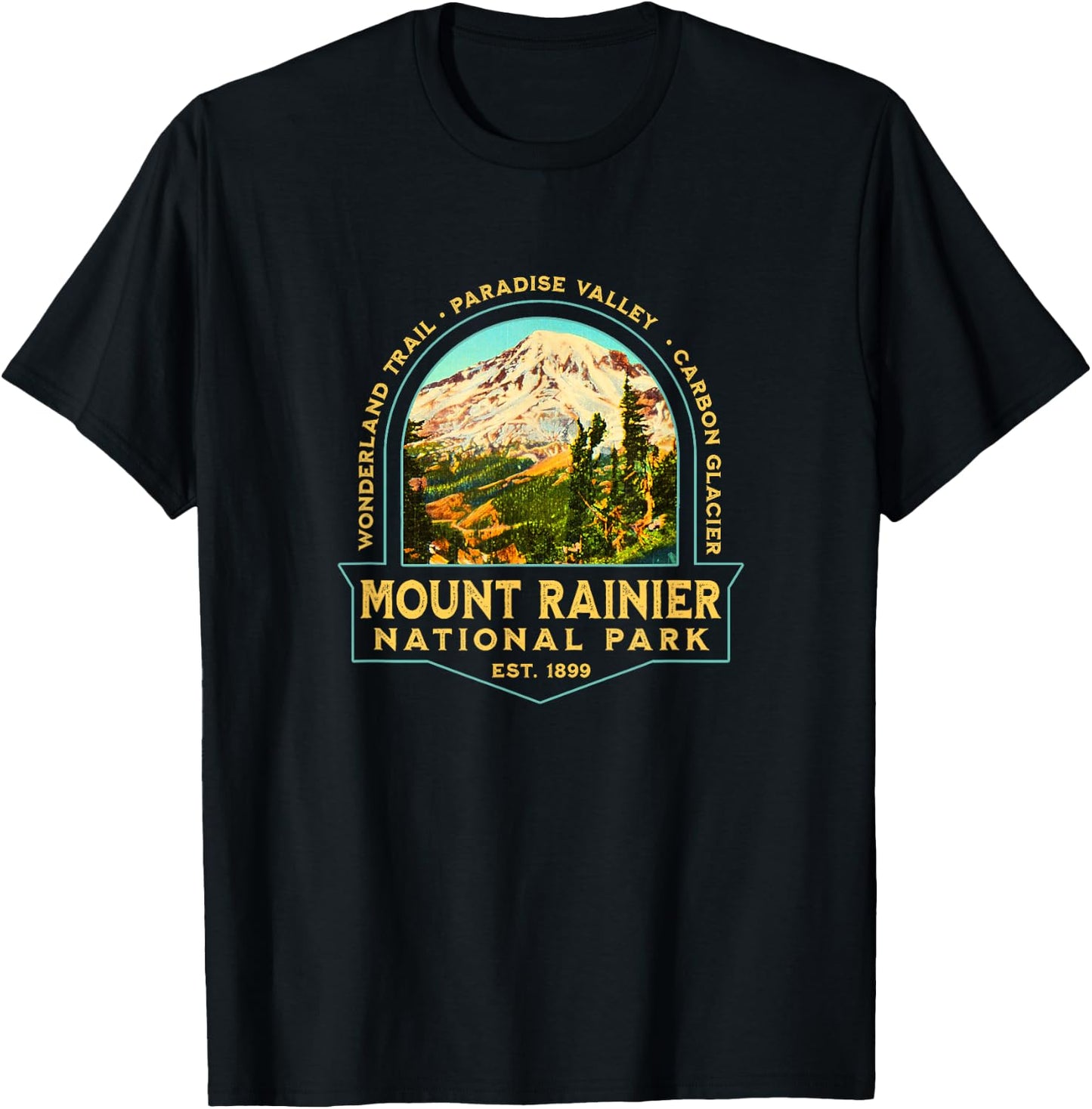 Vintage Mount Rainier National Park Washington Souvenir T-Shirt - T-Shirt | Black