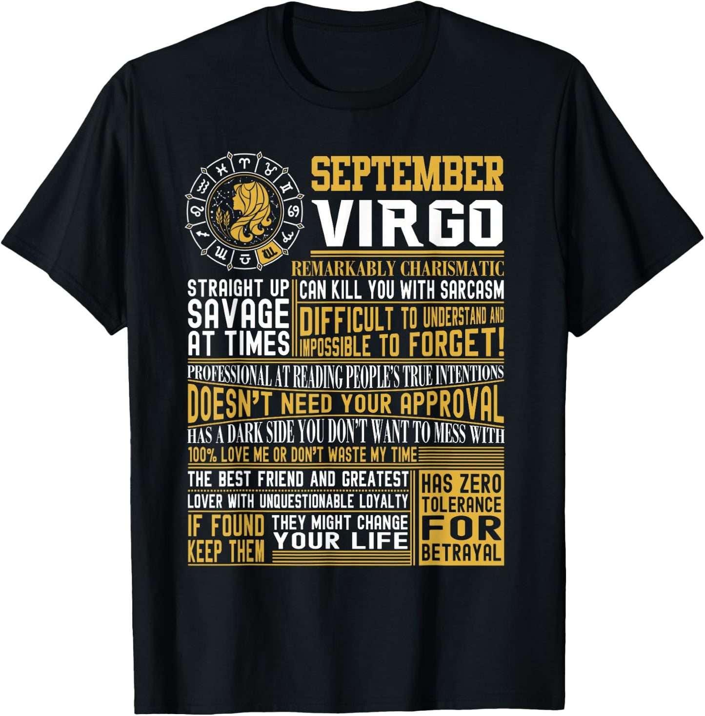 Best Born in September Virgo Facts Shirts for T-Shirt - T-Shirt | Black