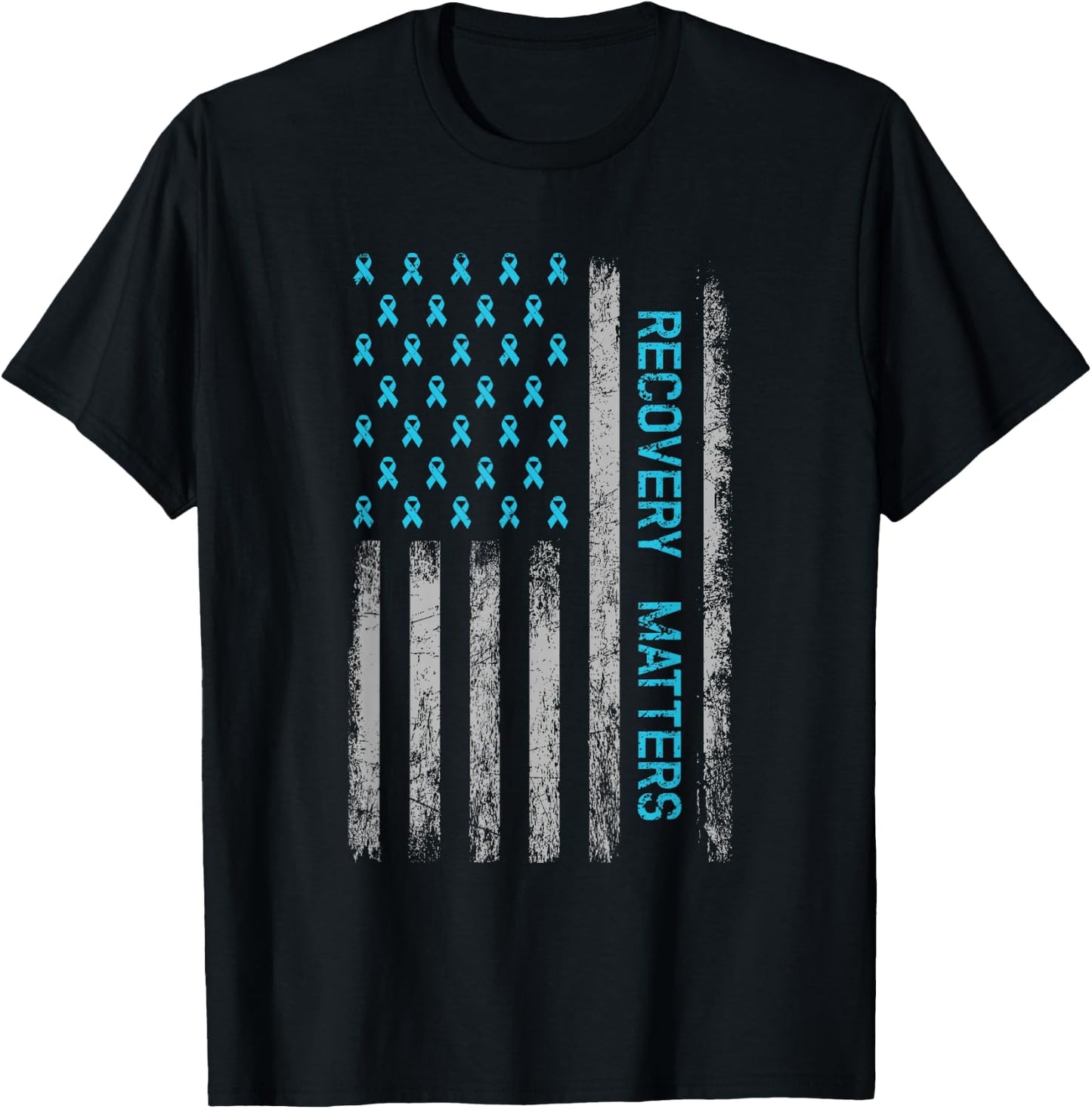 Drug Alcohol Addiction Recovery Warrior - American Flag Small T-Shirt - T-Shirt | Black