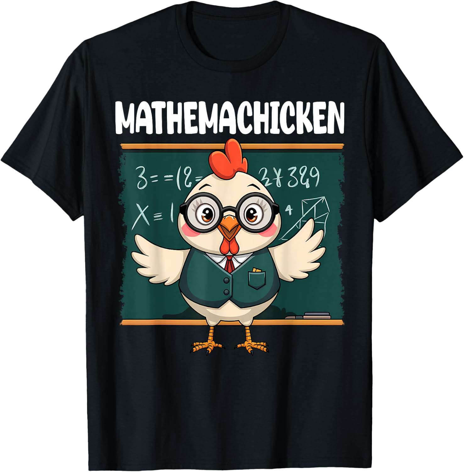 Funny Math Teacher Chicken Mathemachicken Pun T-Shirt - T-Shirt | Black