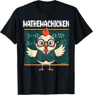 Funny Math Teacher Chicken Mathemachicken Pun T-Shirt - T-Shirt | Black