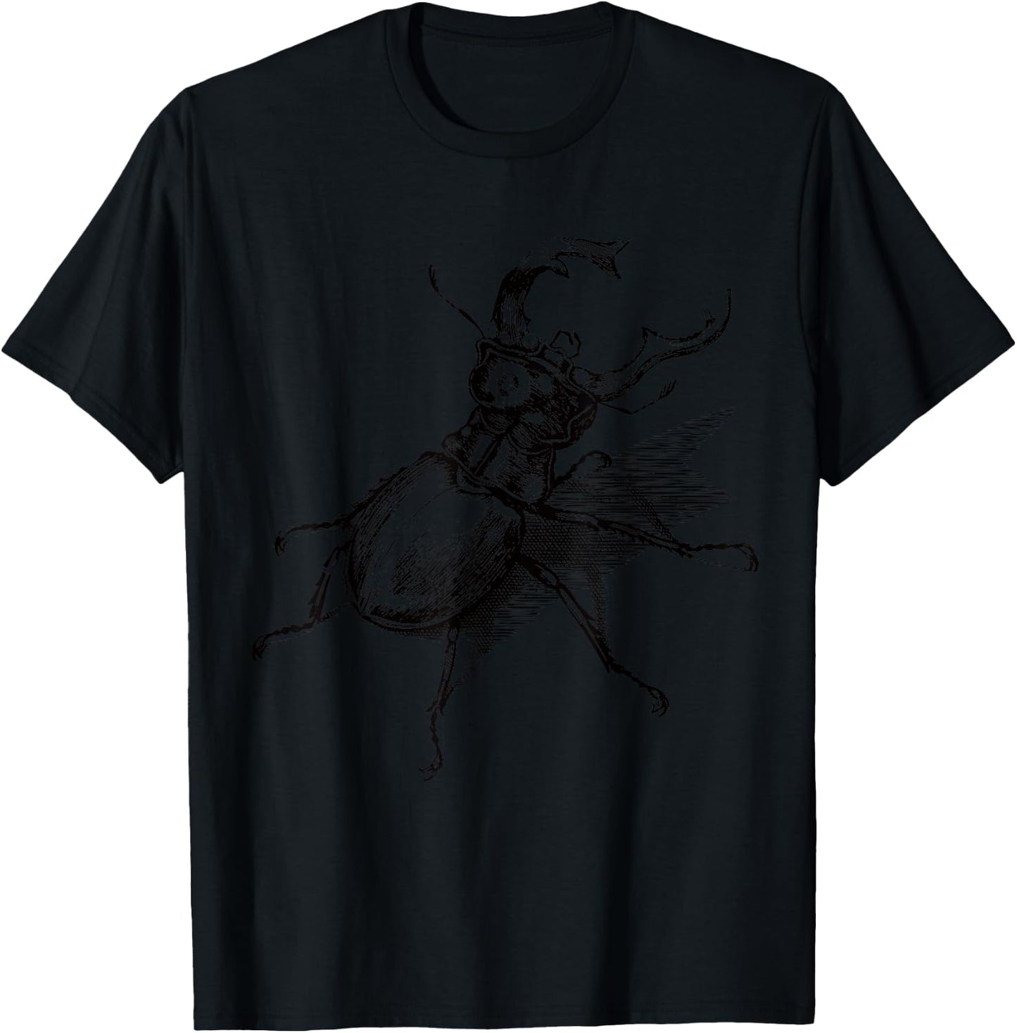 Vintage retro stag beetle scientific illustration entomology T-Shirt - T-Shirt | Black