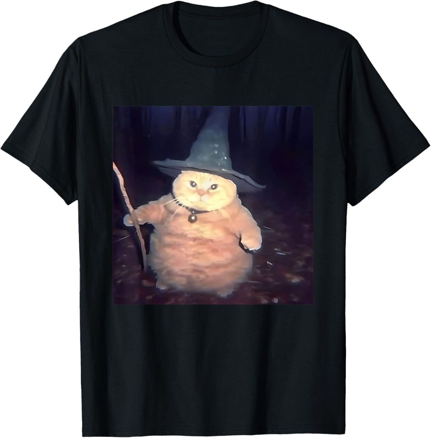 Cheeseball The Wizard Cat Vintage 90s Orange Cat Witch Cat T-Shirt - T-Shirt | Black
