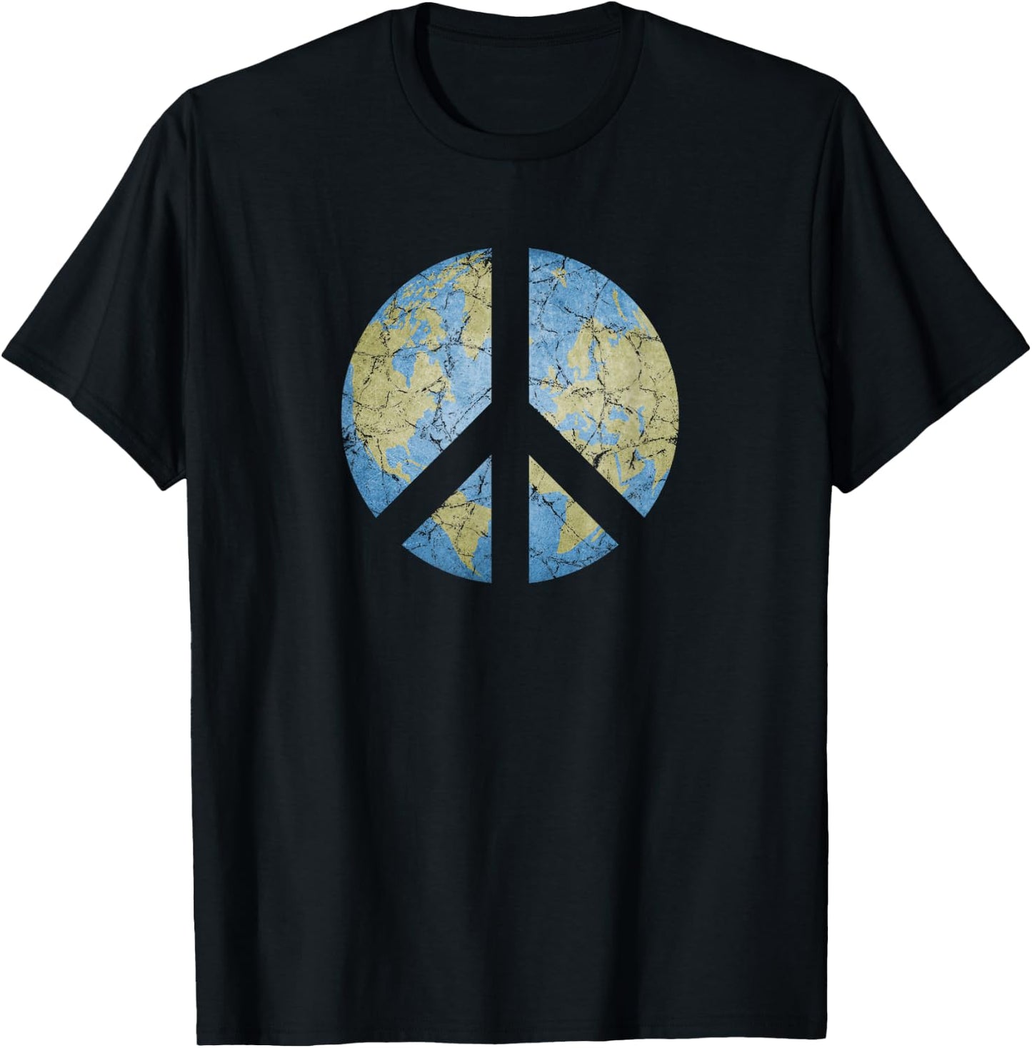 Vintage Peace On Earth World Peace T-Shirt - T-Shirt | Black
