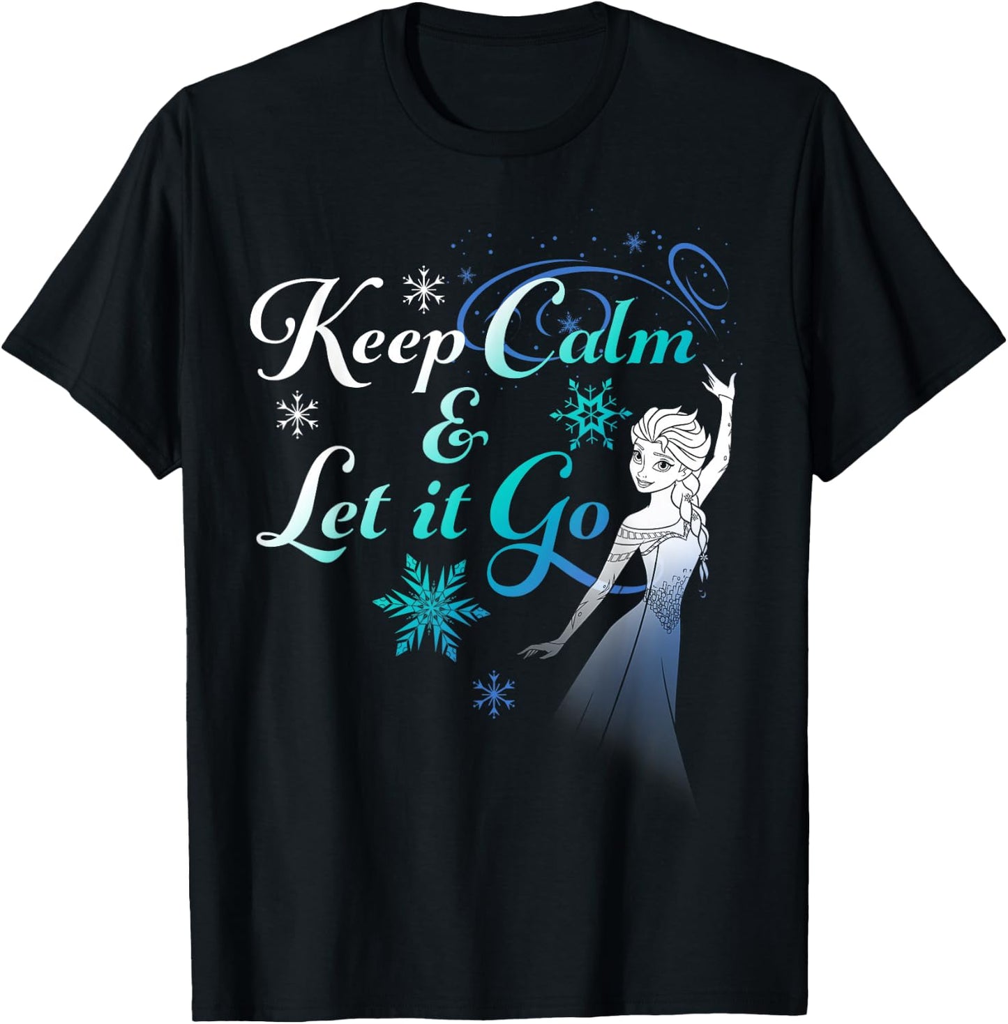 Disney Frozen Elsa Keep Calm & Let It Go Snowflake Portrait T-Shirt - T-Shirt | Black
