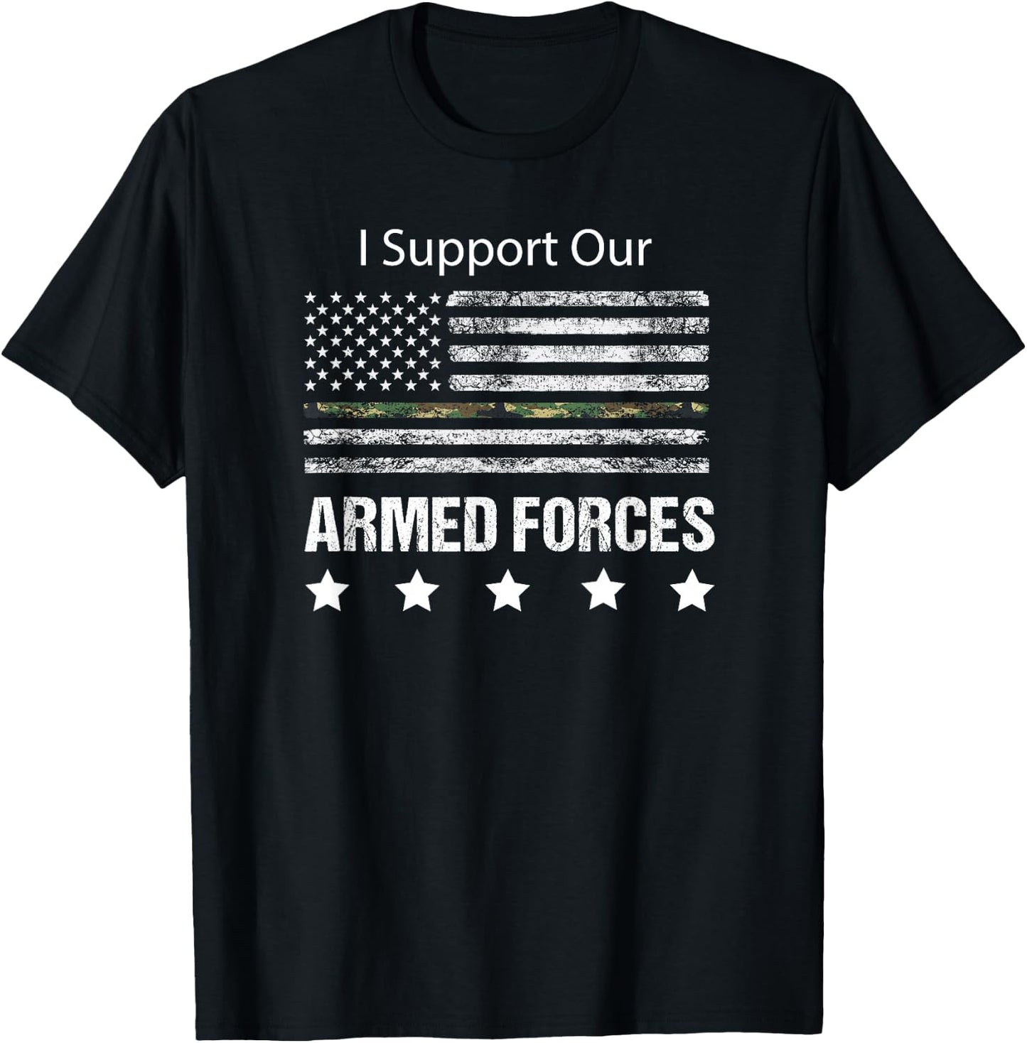 Military Appreciation Shirt Support Armed Forces USA Flag T-Shirt - T-Shirt | Black