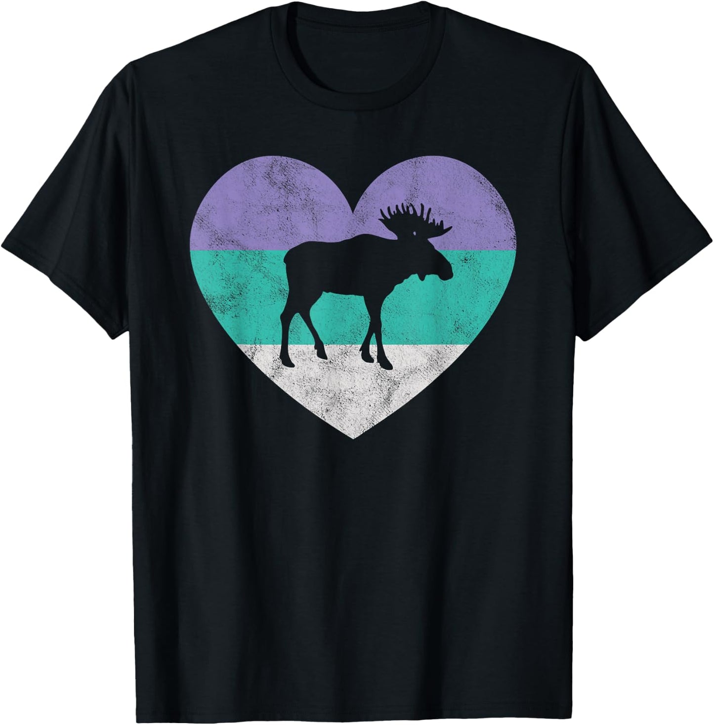 Moose Gift Shirt & Girls Retro Cute T-Shirt - T-Shirt | Black