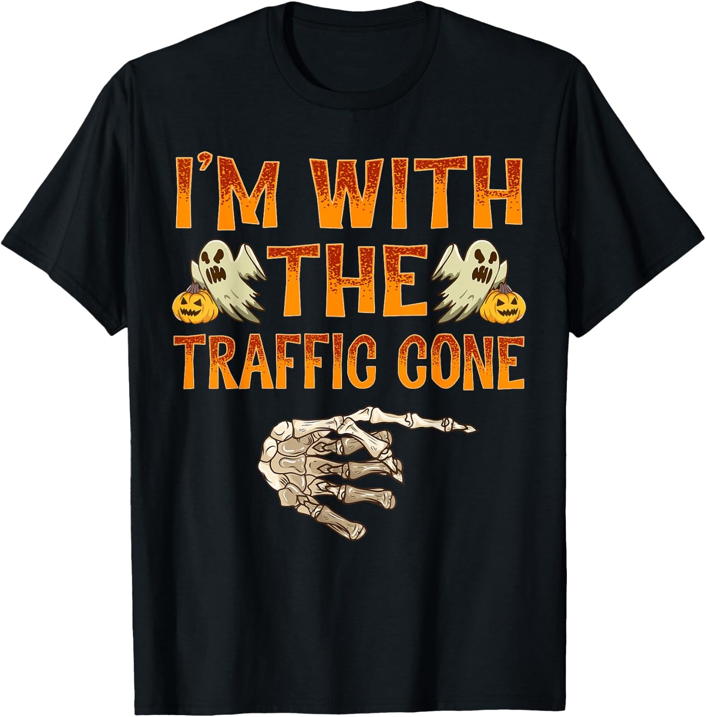 I'm With The Traffic Cone Shirt Costume Halloween Couple T-Shirt - T-Shirt | Black