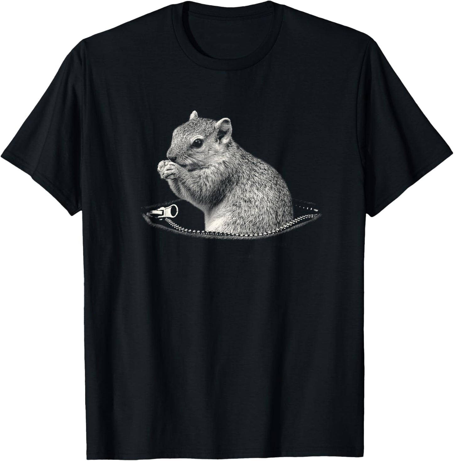 Squirrel in Pet Pouch T-Shirt - T-Shirt | Black