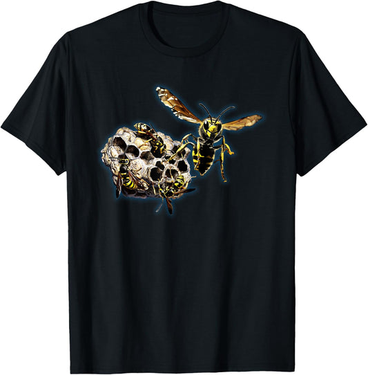 Wasp Hive nature lover insect wasps bees nest graphic art T-Shirt - T-Shirt | Black