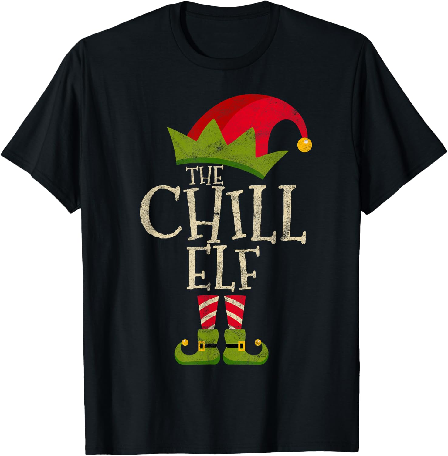 Easy The Chill Elf Xmas Costume Family Group Gift Christmas T-Shirt - T-Shirt | Black