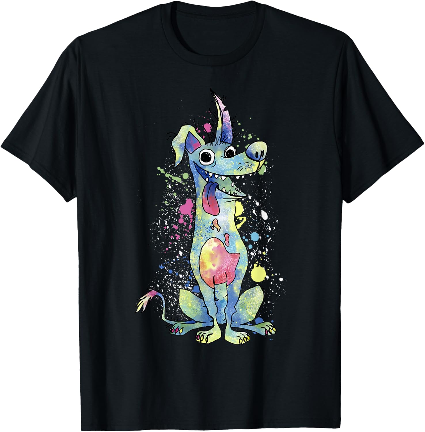 Disney Pixar Coco Dante Watercolor Splatter Graphic T-Shirt - T-Shirt | Black