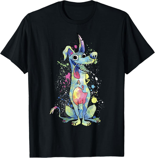 Disney Pixar Coco Dante Watercolor Splatter Graphic T-Shirt - T-Shirt | Black