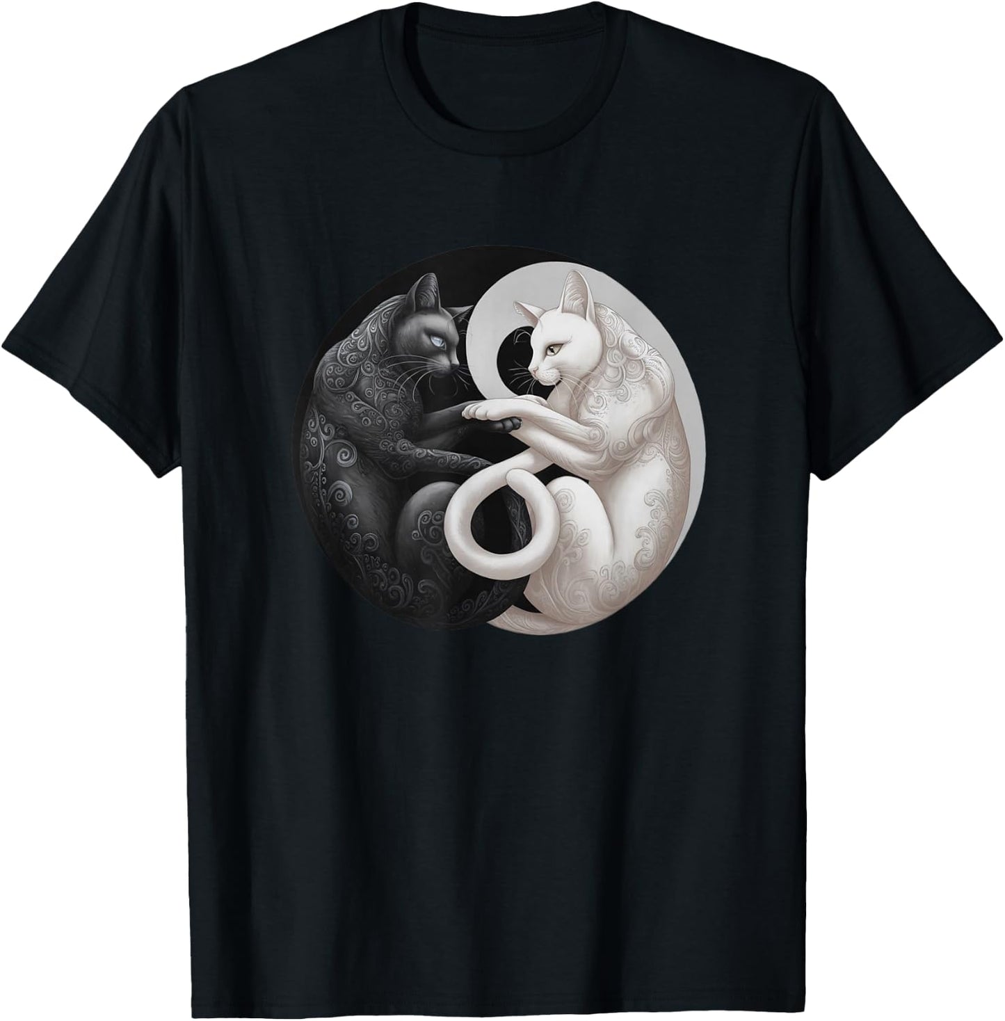 Cute Adorable Cats Yin Yang T-Shirt - T-Shirt | Black