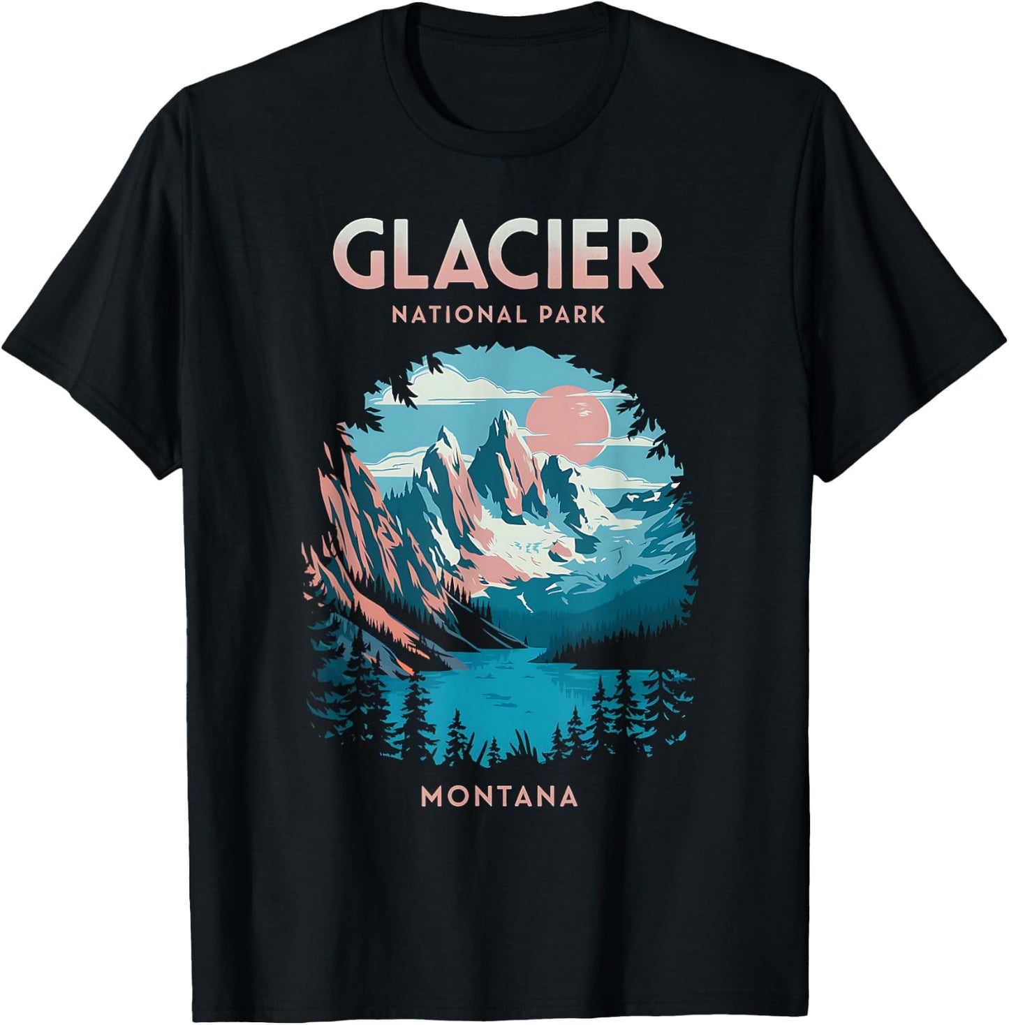 Scenic Outdoors Glacier National Park Montana T-Shirt - T-Shirt | Black