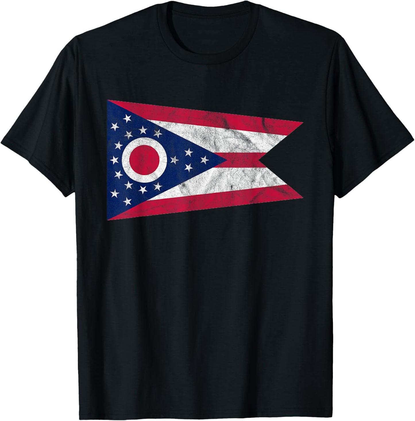Distressed State of Ohio Flag Ohio Home Pride T-Shirt - T-Shirt | Black