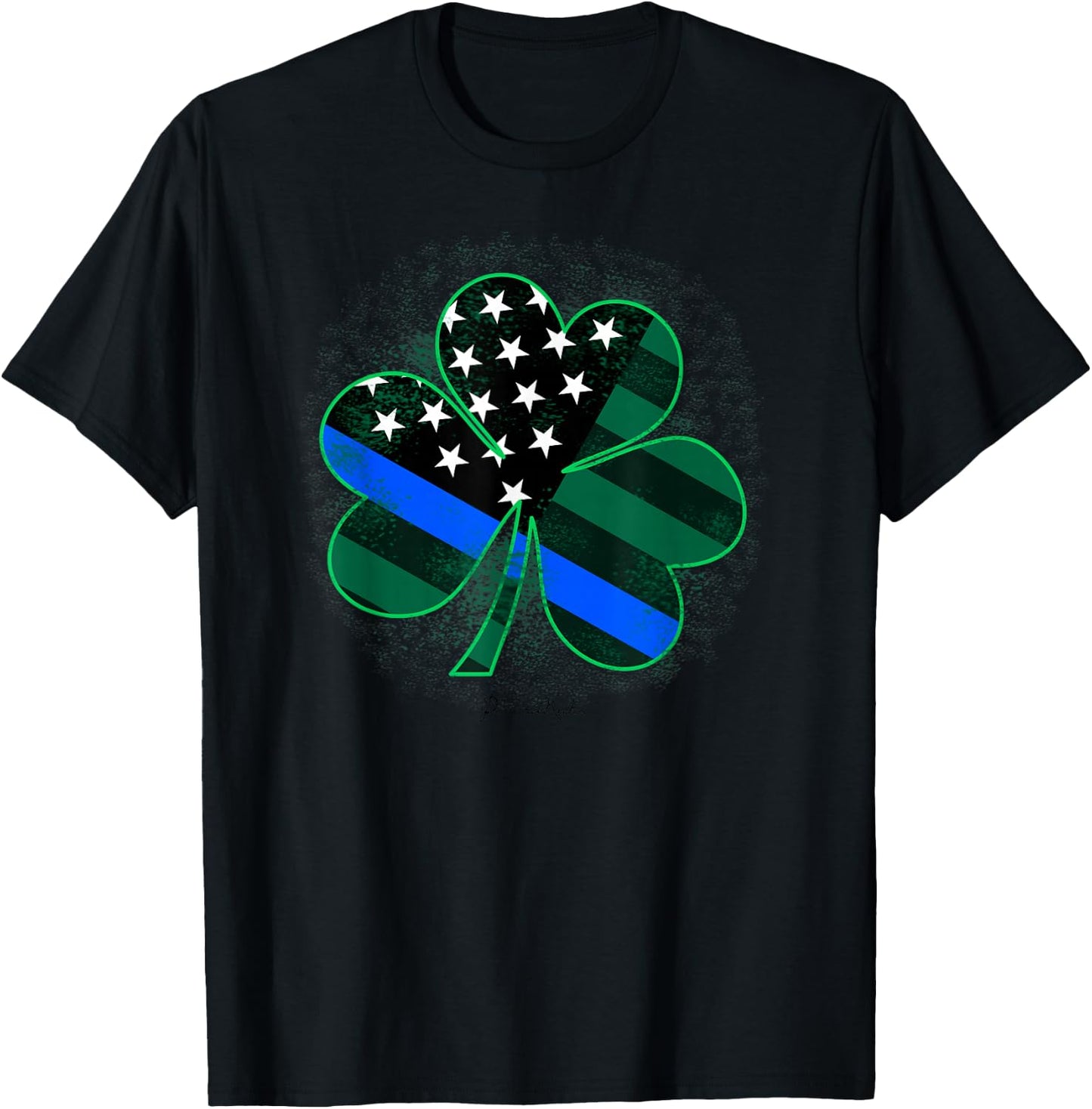 Thin Blue Line St Patricks Day Shirt Police Shamrock T-Shirt - T-Shirt | Black