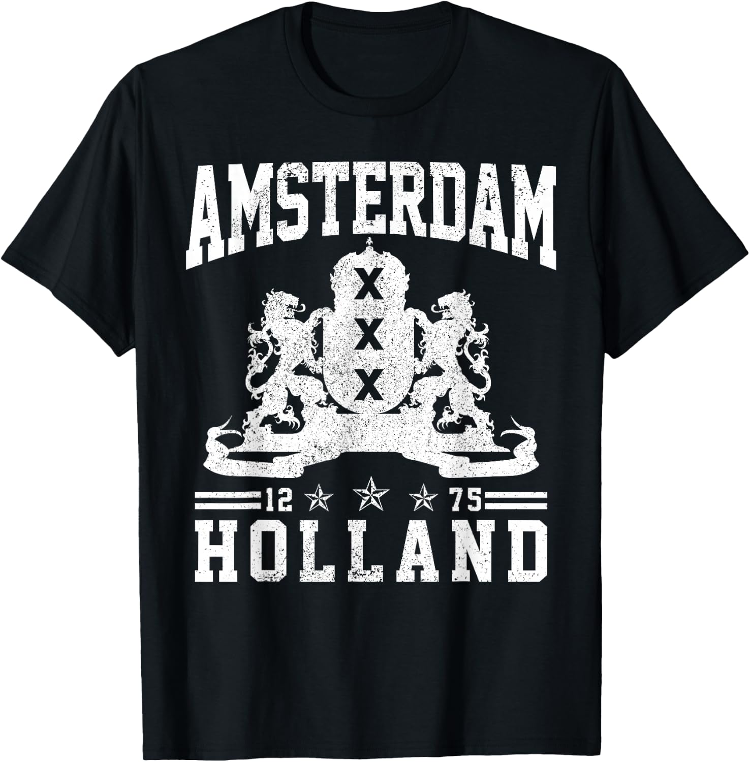 Amsterdam Crest Lion Holland Netherlands Souvenir T-Shirt - T-Shirt | Black