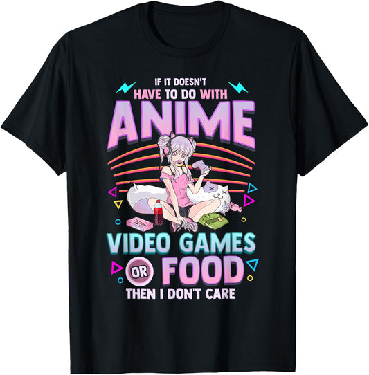 Cute Anime Gamer Girl Funny Kawaii Japanese Manga Joke T-Shirt - T-Shirt | Black