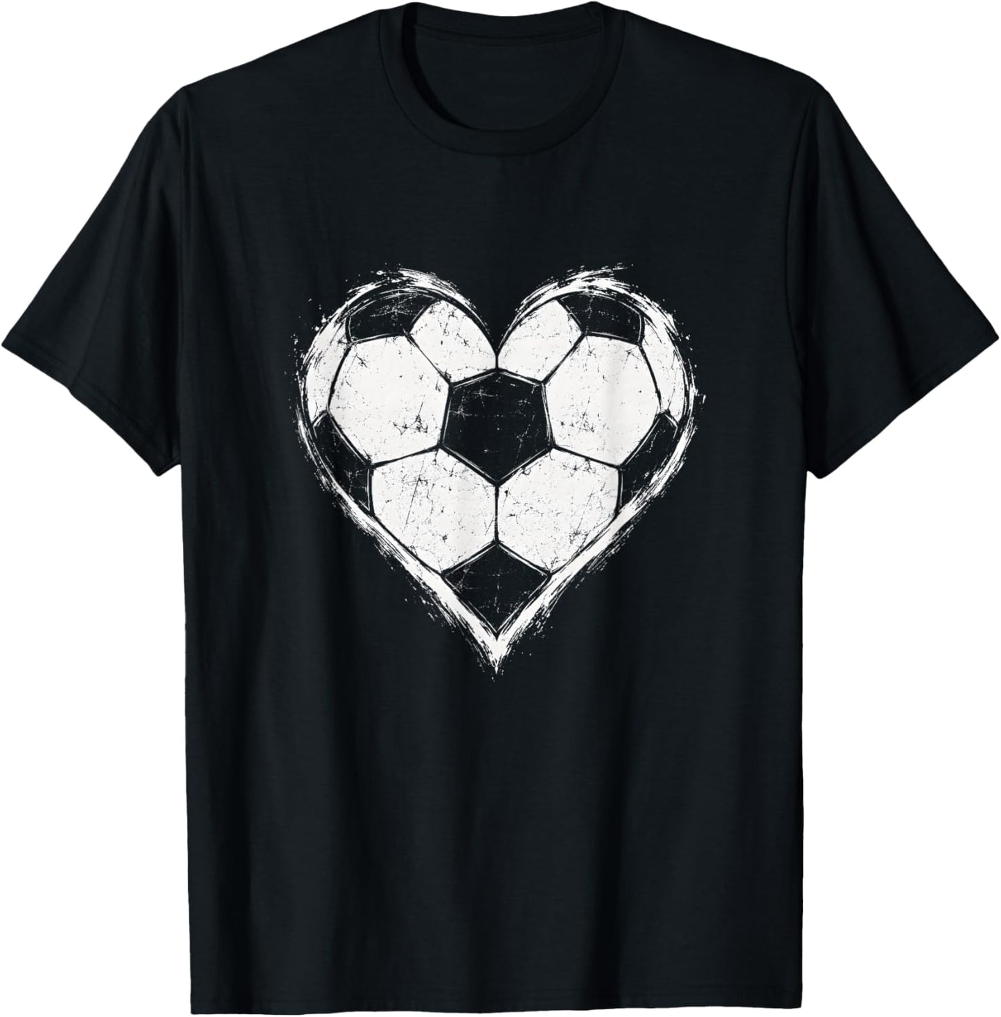Soccer Lover Heart Ball Football Passion Bold Distressed T-Shirt - T-Shirt | Black