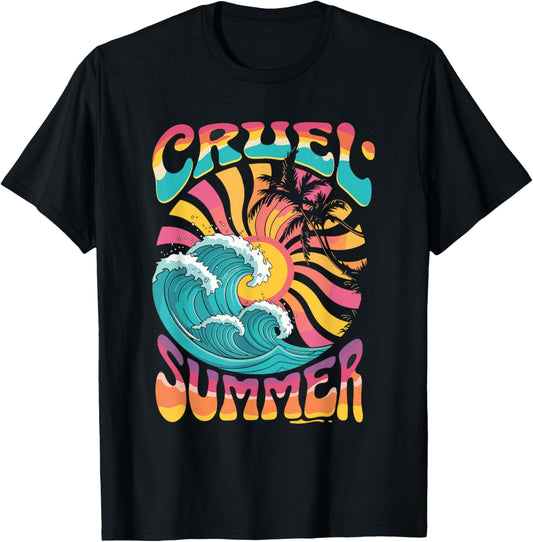 Cruel Summer Retro Wave Palm Tree Holiday Vacation Women Men T-Shirt - T-Shirt | Black