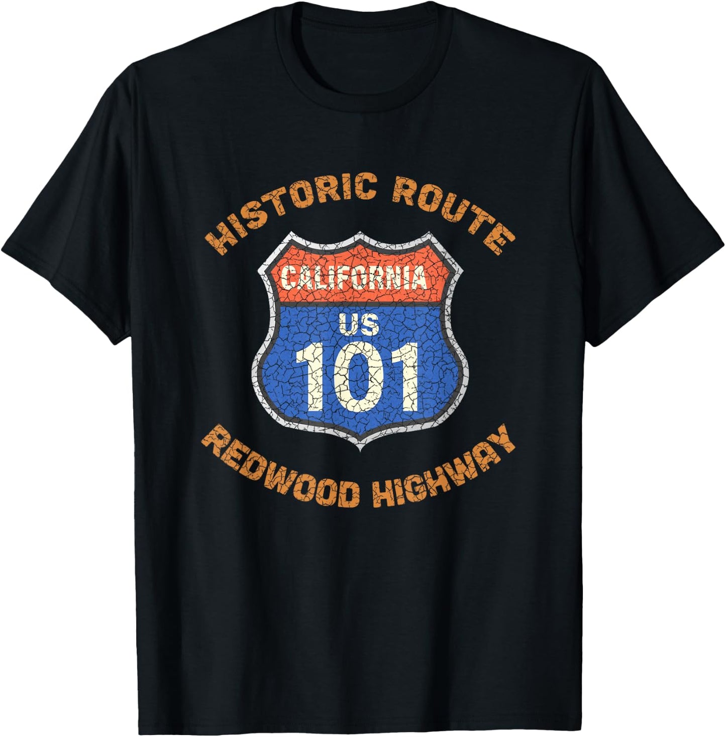 Souvenir Rustic Redwood Highway Route 101 Redwood Highway T-Shirt - T-Shirt | Black