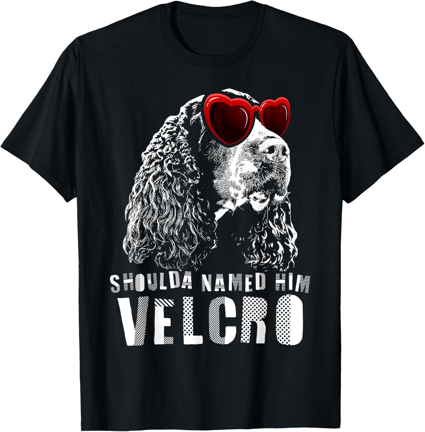 Funny Velcro English Springer Spaniel Dog Gift Men Women T-Shirt - T-Shirt | Black