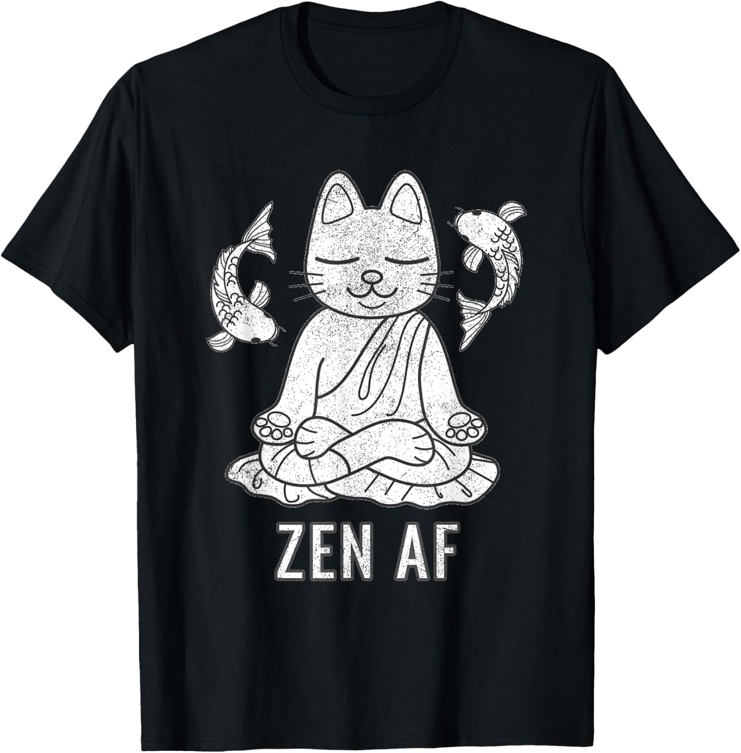 Zen AF Funny Meditating Cat Spiritual Yoga Gift T-Shirt - T-Shirt | Black