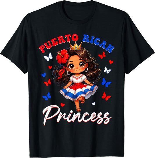 Puerto Rican Princess Puerto Rico Hispanic Heritage Girls T-Shirt - T-Shirt | Black