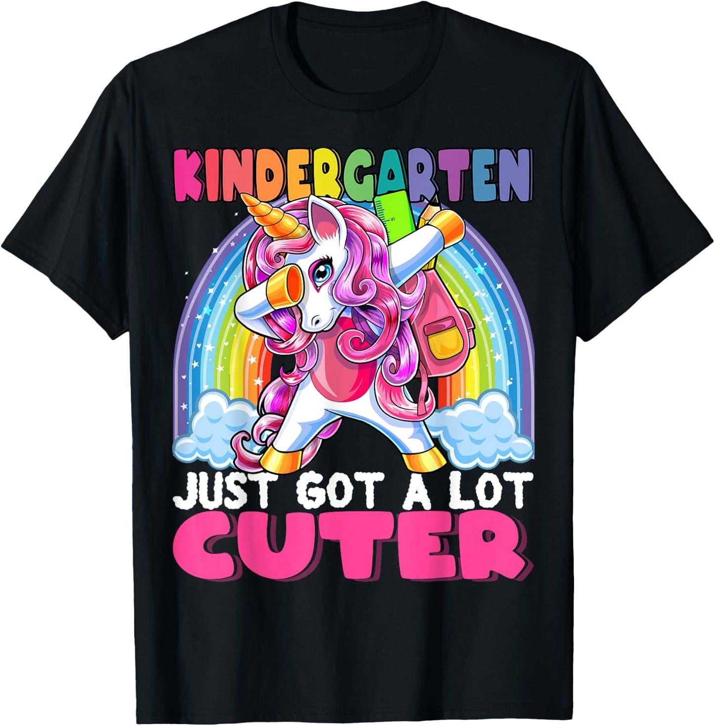 Kindergarten Got Cuter Dabbing Unicorn Back to School Girls T-Shirt - T-Shirt | Black